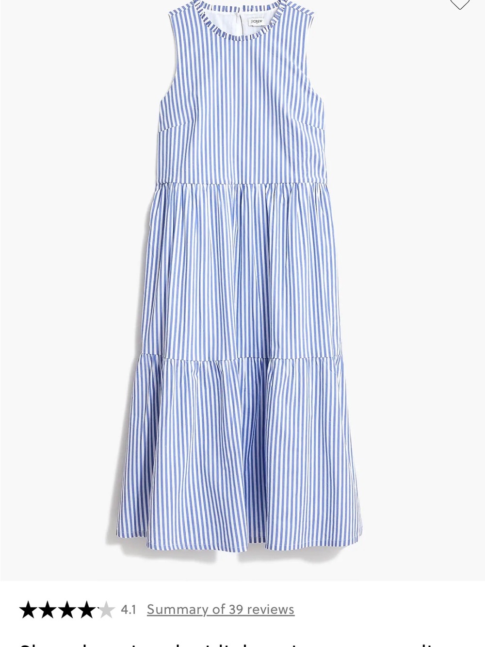 J. Crew Factory Sleeveless Tiered Midi Dress in Cotton Poplin NWT